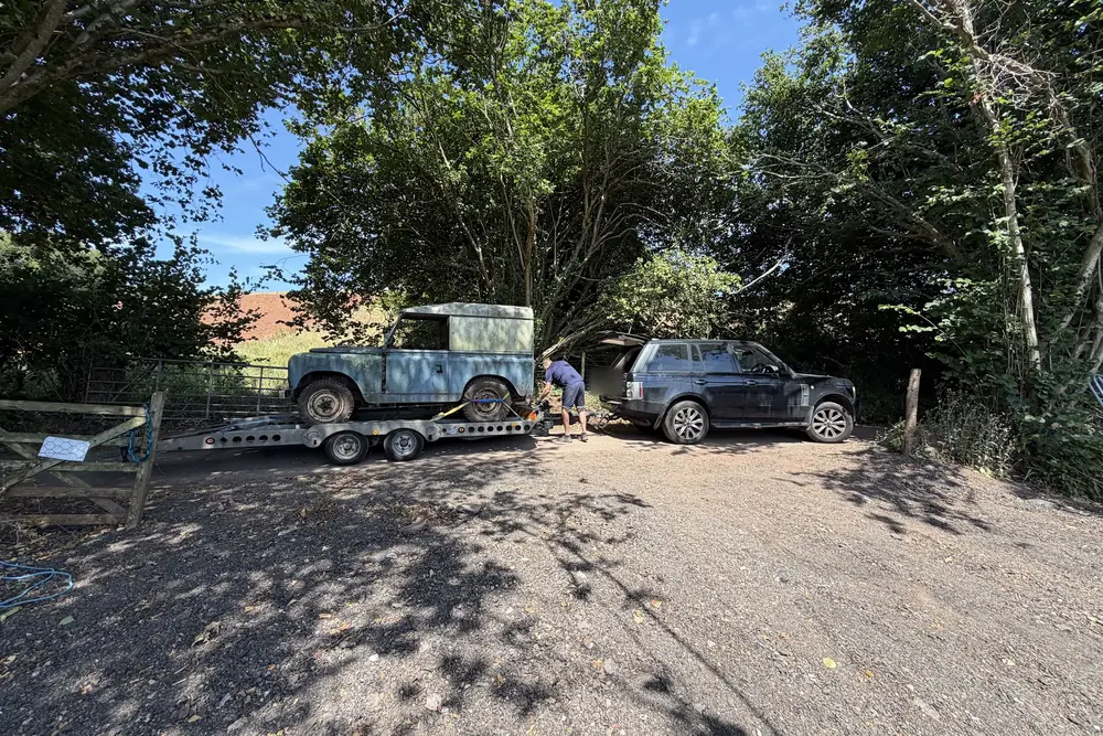 Harvey's Land Rover: an awkward spot to load from