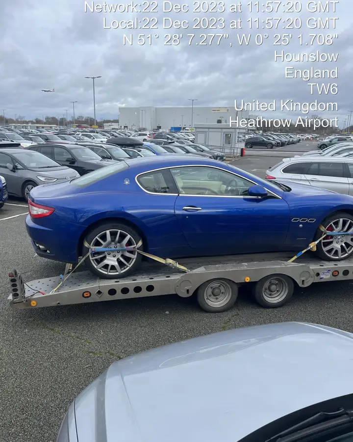 Maserati GranTurismo collected at Heathrow, December 2023